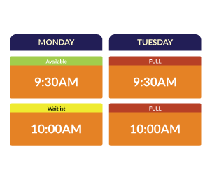 Weekly Class Calendar